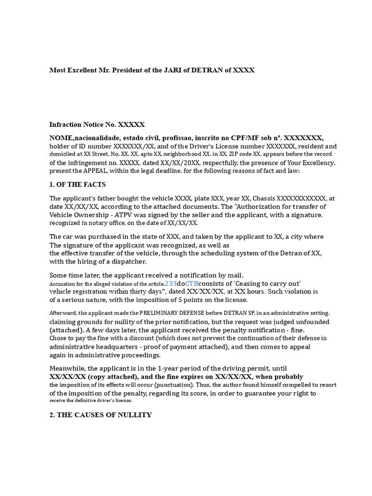 Appeal for Traffic Infraction Notice | PDF | Driver's License ...