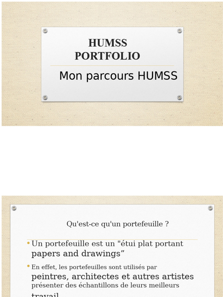 Guide de création d'un portfolio HUMSS | PDF