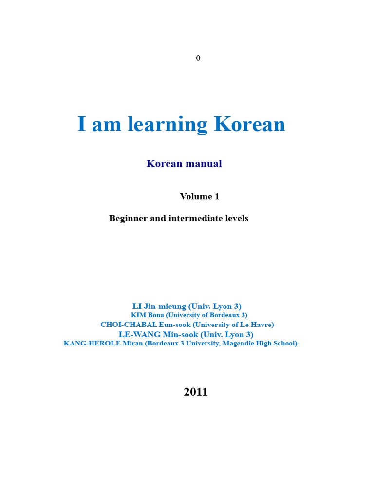 2011 1001 KOREAN MANUAL Definitive Version Copy | PDF | Korean Language ...