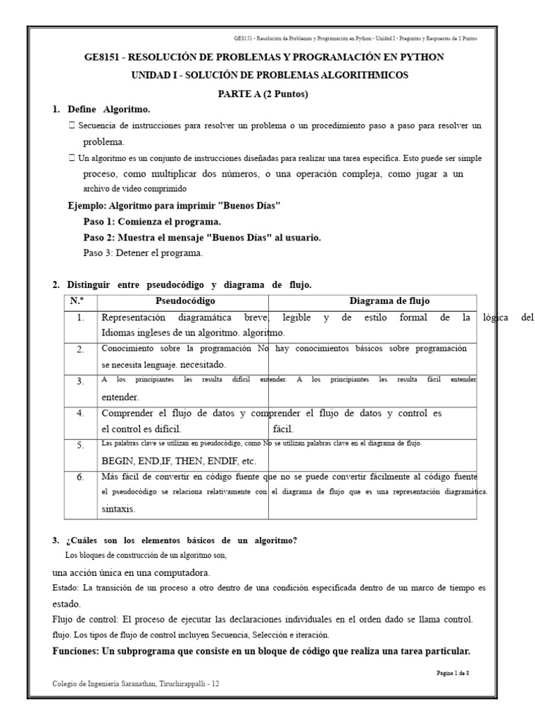 GE3151-Python-Preguntas Resueltas Parte-A Por Unidad | PDF | Algoritmos ...