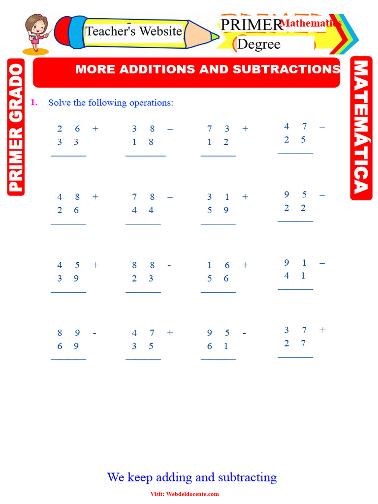 Addition and Subtraction Exercises For First Grade | PDF | Mathematics