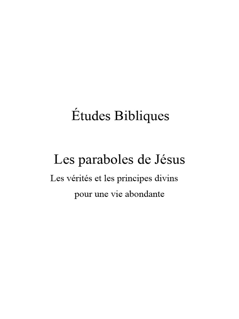 Paraboles de Jésus Étude Biblique | PDF | Évangile selon Matthieu | Galilée