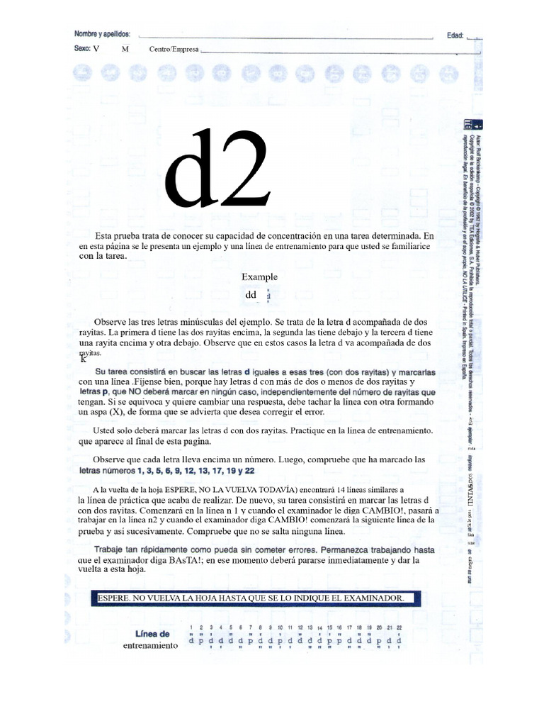 Prueba d2 Protocolo | PDF