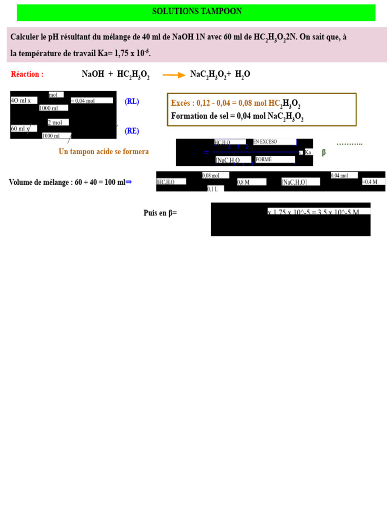 Calcul du pH des tampons acides et basiques | PDF | Ph | Acide ...