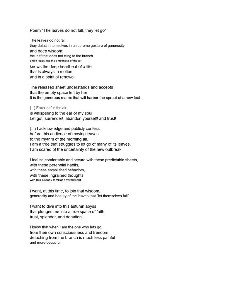 Poem - The leaves do not fall, they let go - | PDF