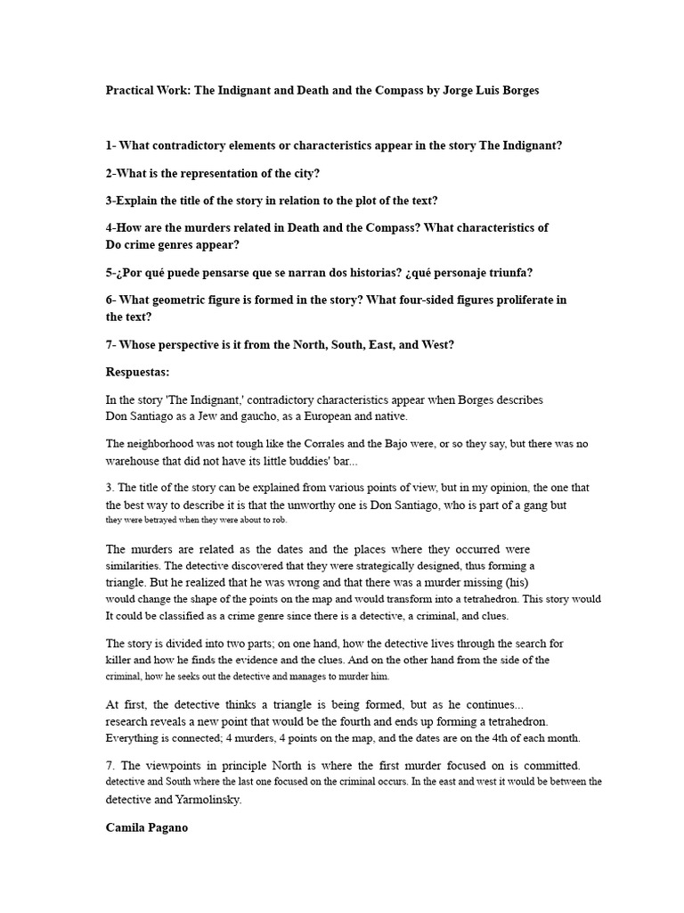Analyzing Borges: Indignant & Compass | PDF