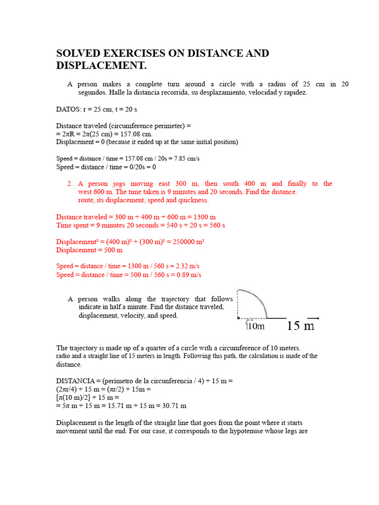 Movement SOLVED EXERCISES ON DISTANCE AND DISPLACEMENT | PDF | Speed ...
