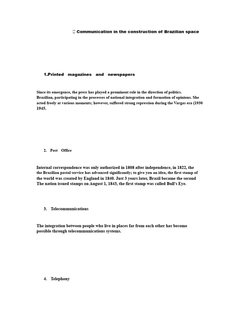 Communication in The Construction of Brazilian Space | PDF