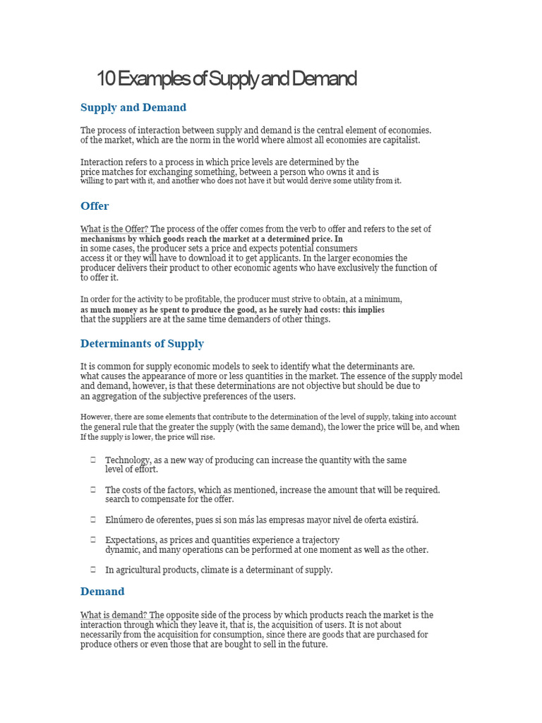 10 Supply and Demand Examples Explained | PDF | Demand | Supply (Economics)
