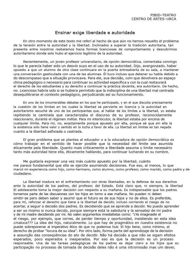 Autoridad y Libertad en Educación | PDF | Autoritarismo | Libertad