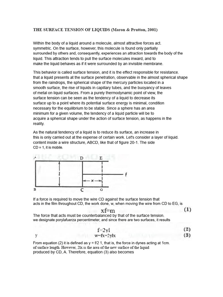 Understanding Liquid Surface Tension | PDF | Surface Tension | Drop ...