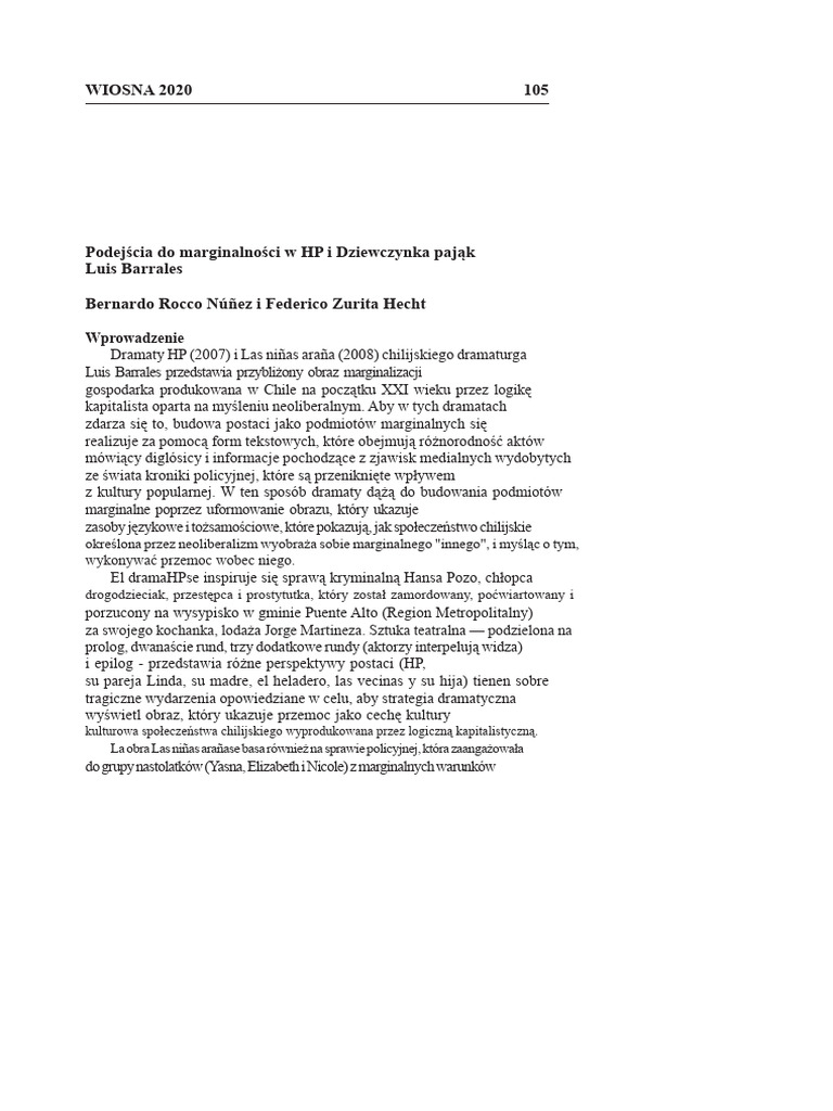 2020 Bernardo Rocco Federico Zurita Zbliżenie Do Marginalności W HP I ...