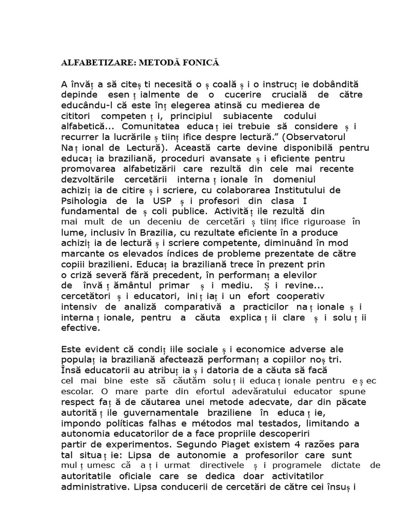 Alfabetizare Metoda Fonică Completă - Editată | PDF