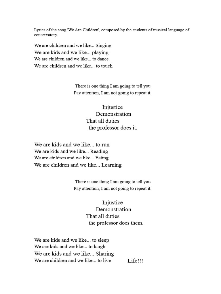 We Are Children Song Lyrics | PDF