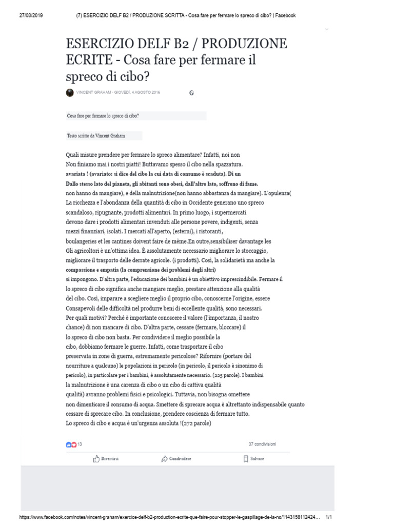 ESERCIZIO DELF B2 - PRODUZIONE SCRITTA - Cosa Fare Per Fermare Lo ...