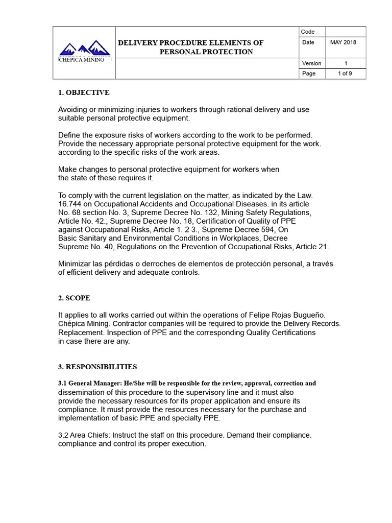 Personal Protective Equipment Delivery Protocol | PDF | Personal ...