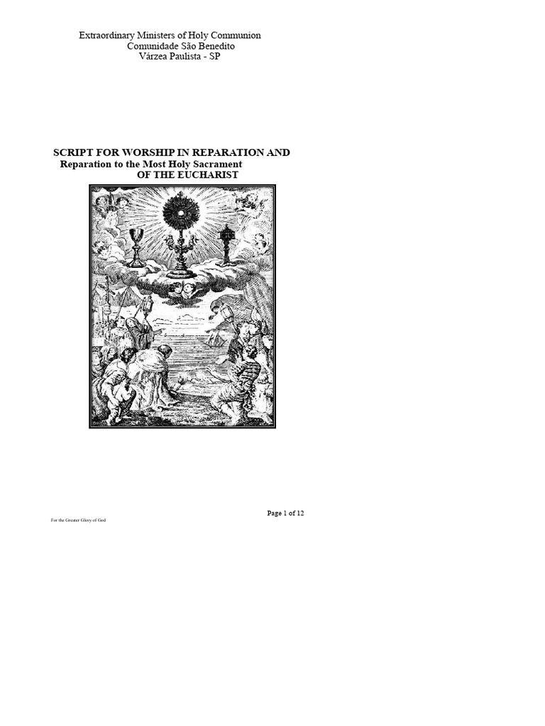 Script For The Adoration of The Most Holy Sacrament of The Eucharist SB ...