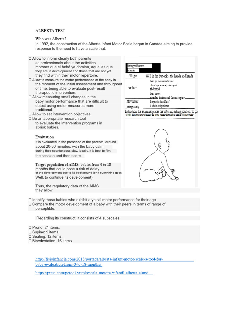 Alberta Infant Motor Scale Overview | PDF