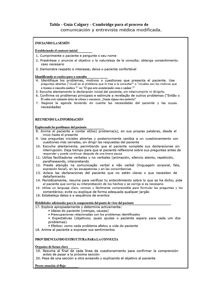 Guía de Entrevista Médica en Calgary | PDF | Información | Toma de ...