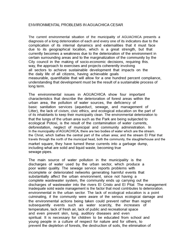 Environmental Problems in Aguachica Cesar | PDF | Water Pollution | Water