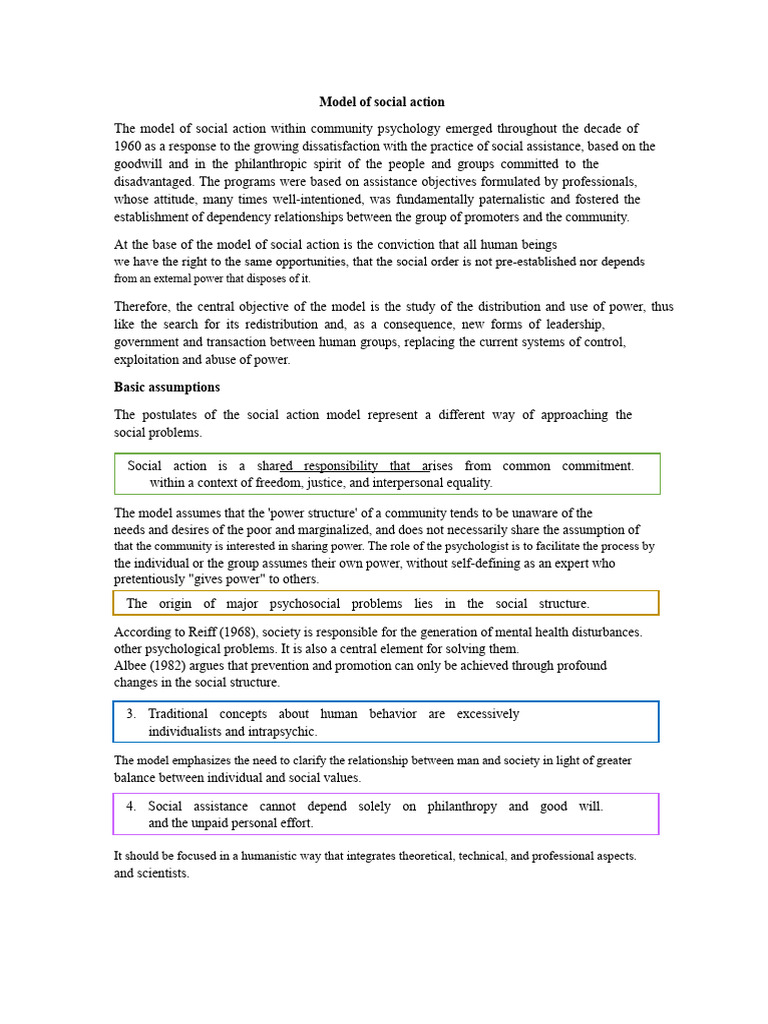 Social Action Model in Community Psychology | PDF | Leadership | Psychology