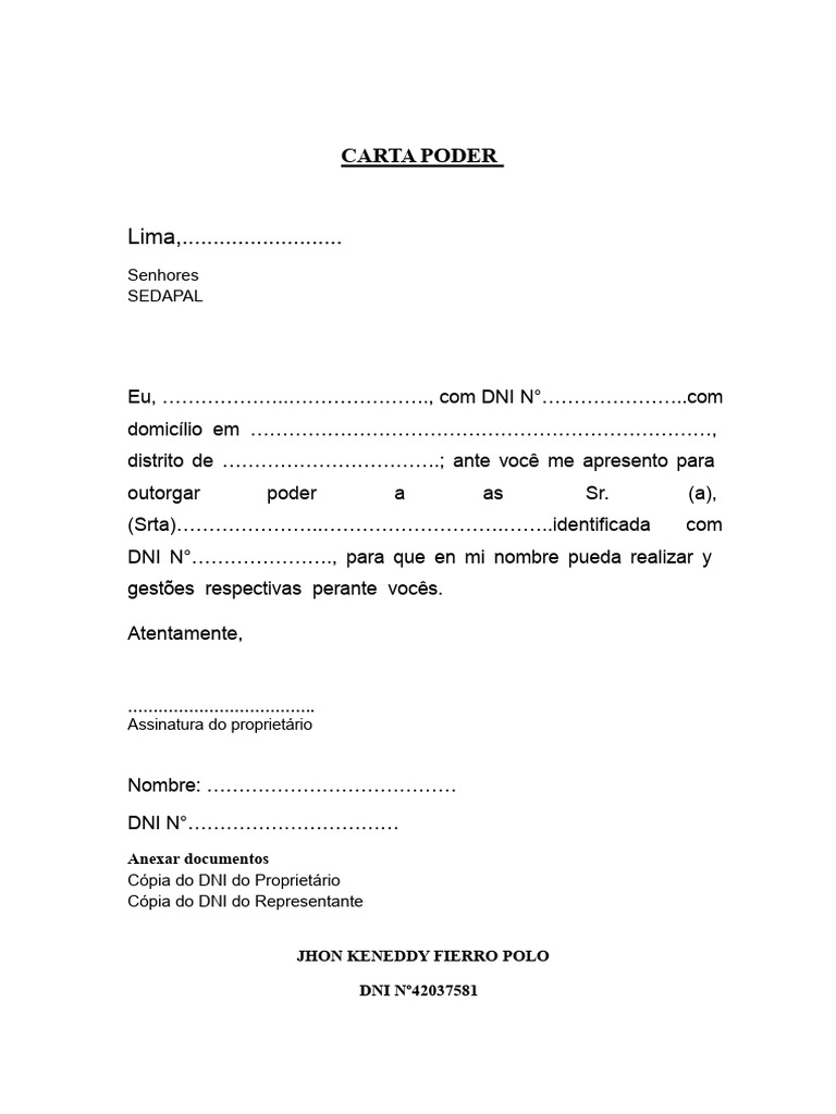 A - Carta Poder 014 | PDF | Lima