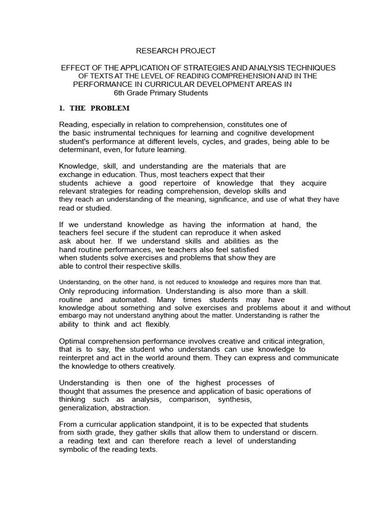 Reading Comprehension Strategies for 6th Grade | PDF | Reading ...