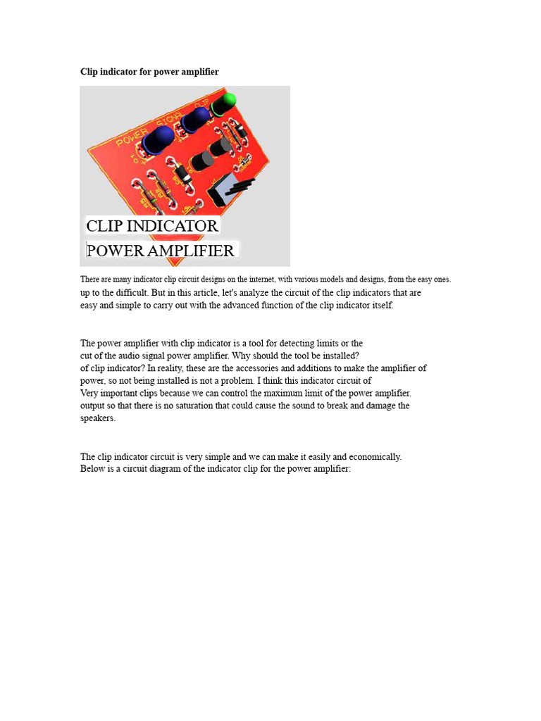 Clip Indicator For Power Amplifier PDF | PDF