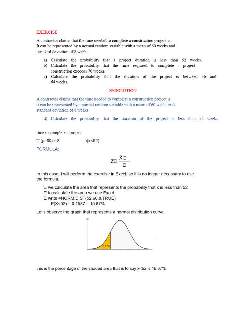 Project Duration Probability Calculations | PDF | Normal Distribution ...