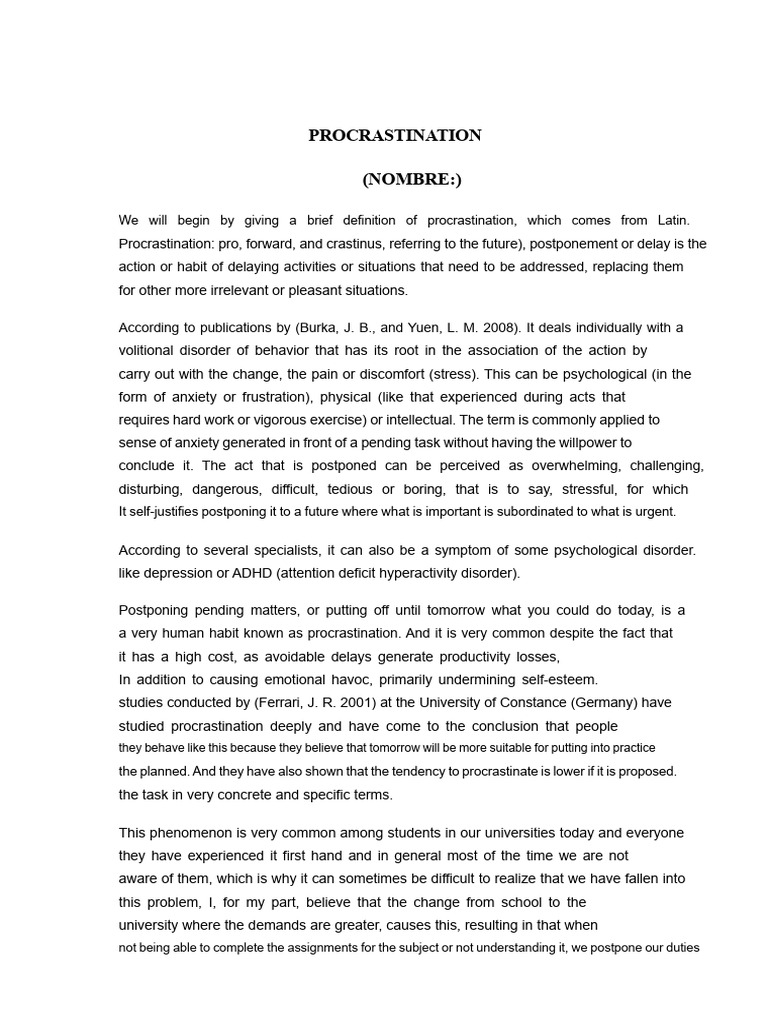 Understanding Procrastination: Causes & Solutions | PDF | Professional ...