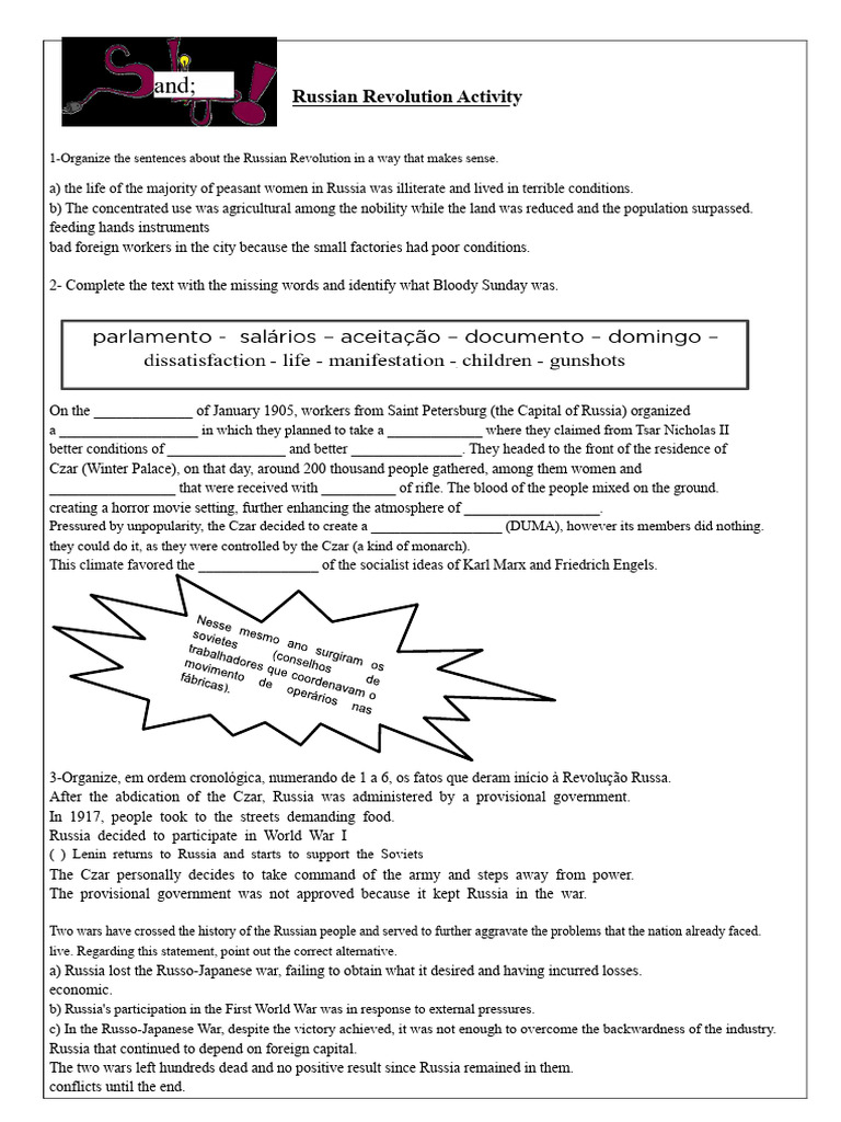 Russian Revolution Educational Activity | PDF | Russian Revolution ...