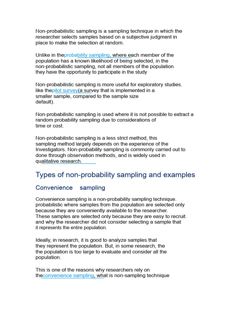 Types of Non-Probabilistic Sampling Techniques | PDF | Sampling ...