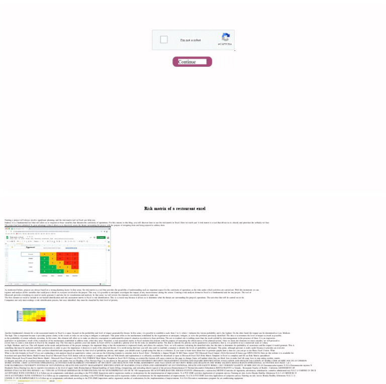 Restaurant Risk Matrix in Excel Guide | PDF | Microsoft Excel | Risk