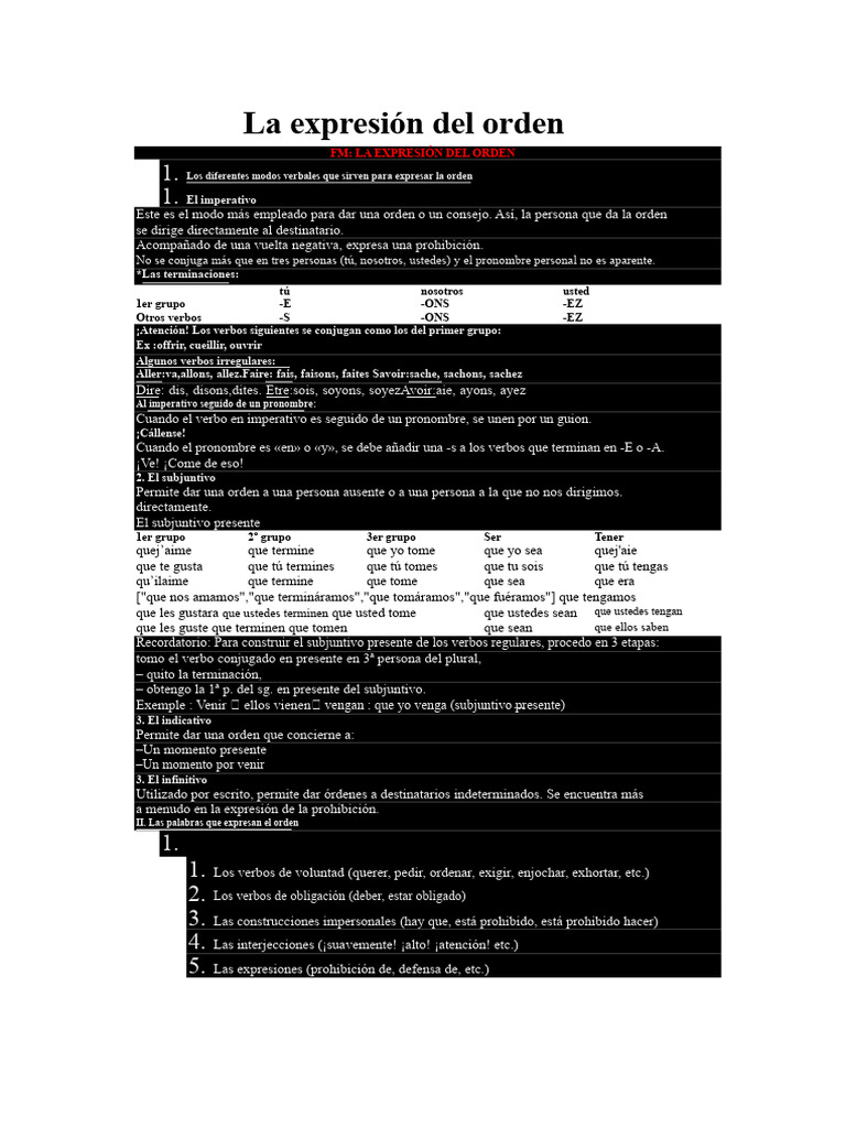 Modos Verbales para Expresar Órdenes | PDF | Verbo | Pronombre