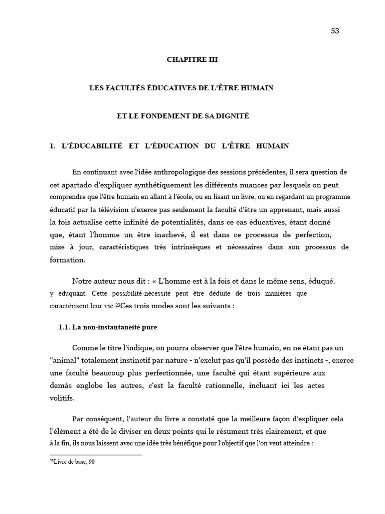 Éducabilité et dignité humaine | PDF | Raison | Instinct