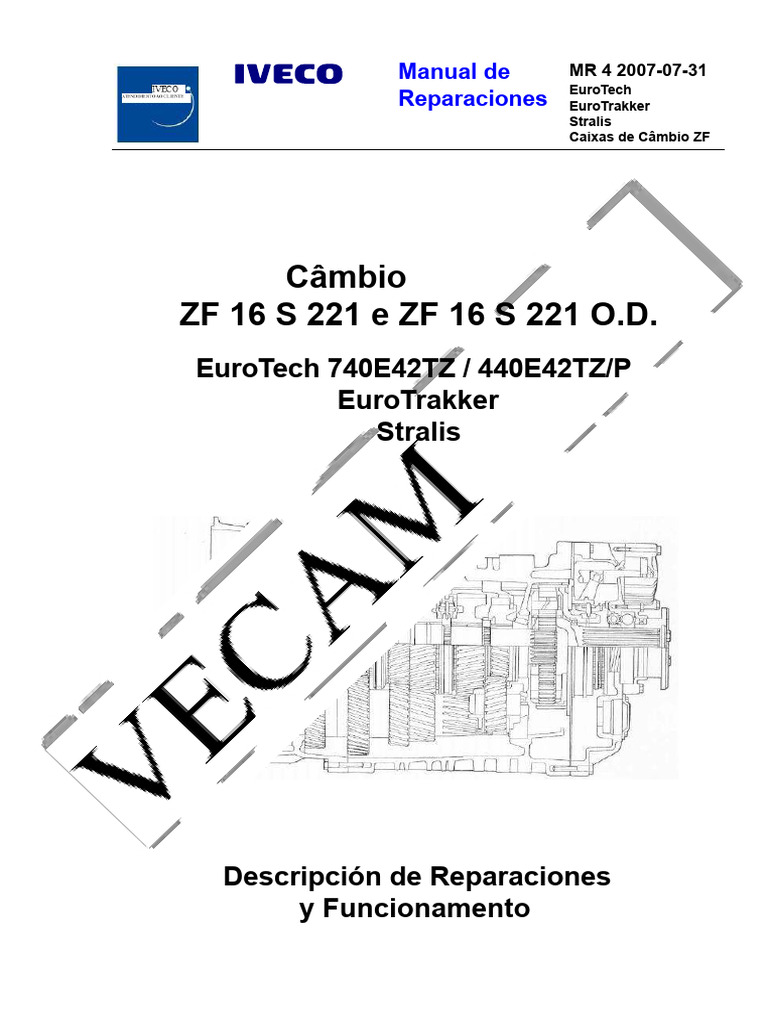 Manual de Reparação ZF 16 S 221 O.D. | PDF | Pistão | Eixo