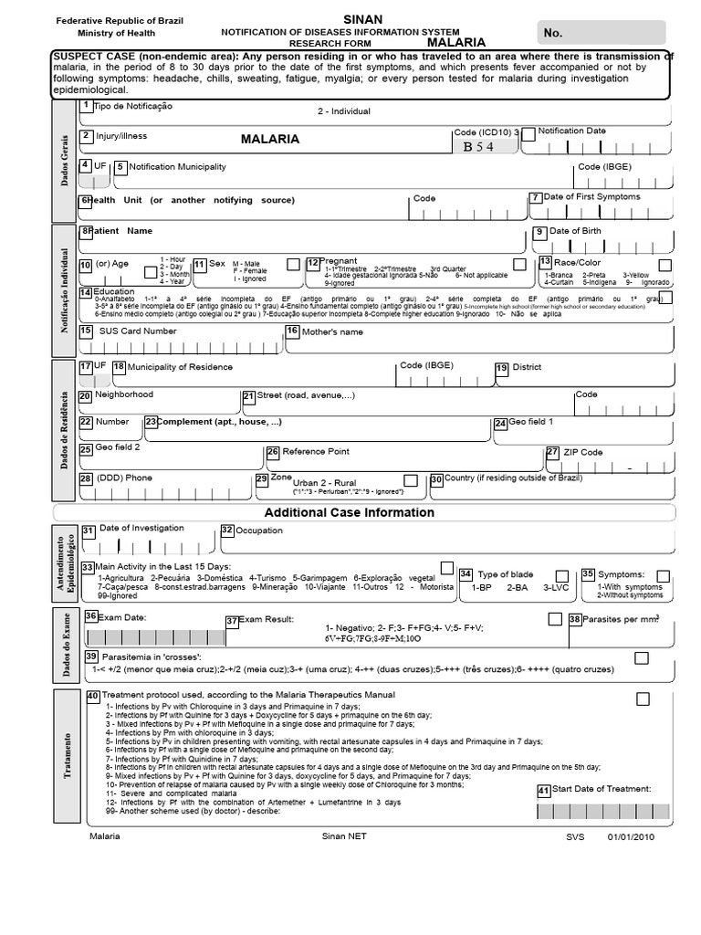 Malaria Notification Form | PDF | Malaria | Health Sciences