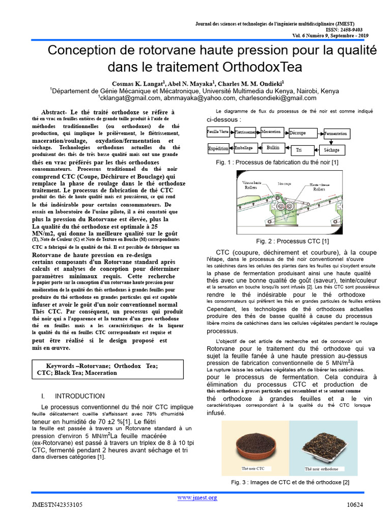 Conception d'un rotorvane haute pression pour le thé | PDF | Thé | Courroie