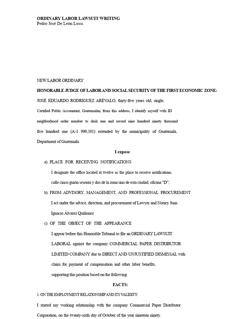 Ordinary labor lawsuit | PDF | Employment | Justice