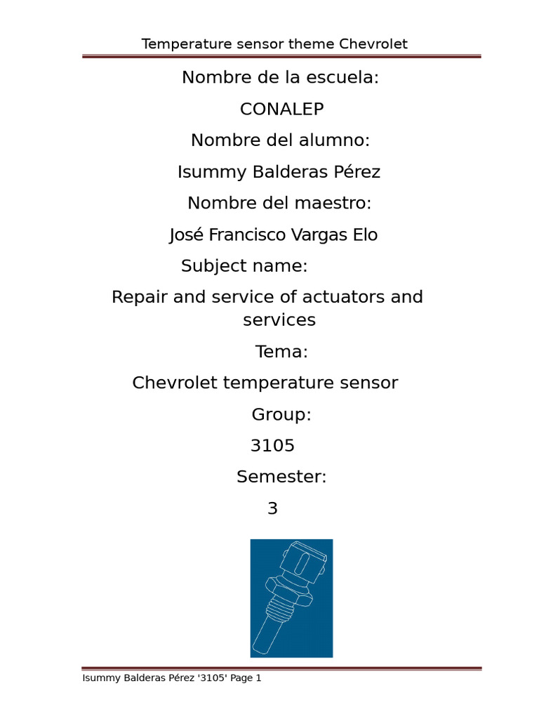 Chevrolet Temperature Sensor Overview | PDF | Physical Sciences ...