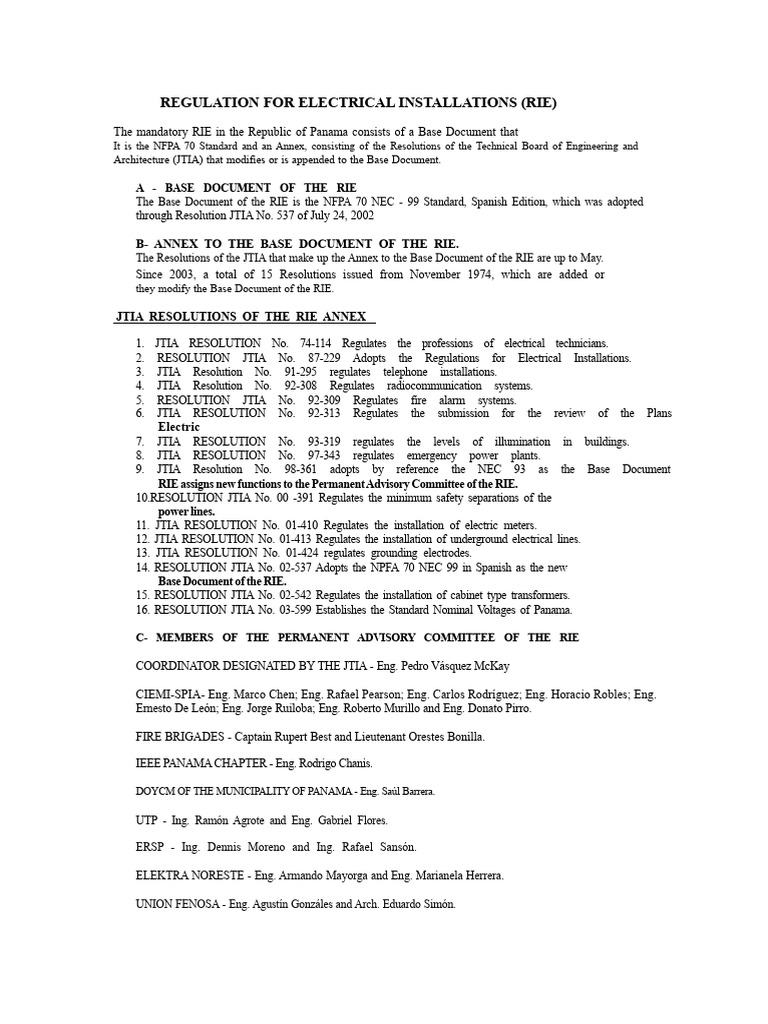 Panama Electrical Installation Regulations | PDF | Electrical ...