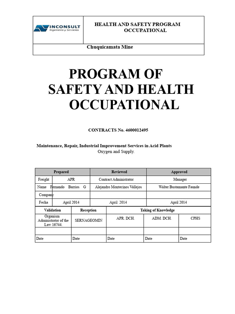 Chuquicamata Mine Safety Program 2014 | PDF | Occupational Safety And ...