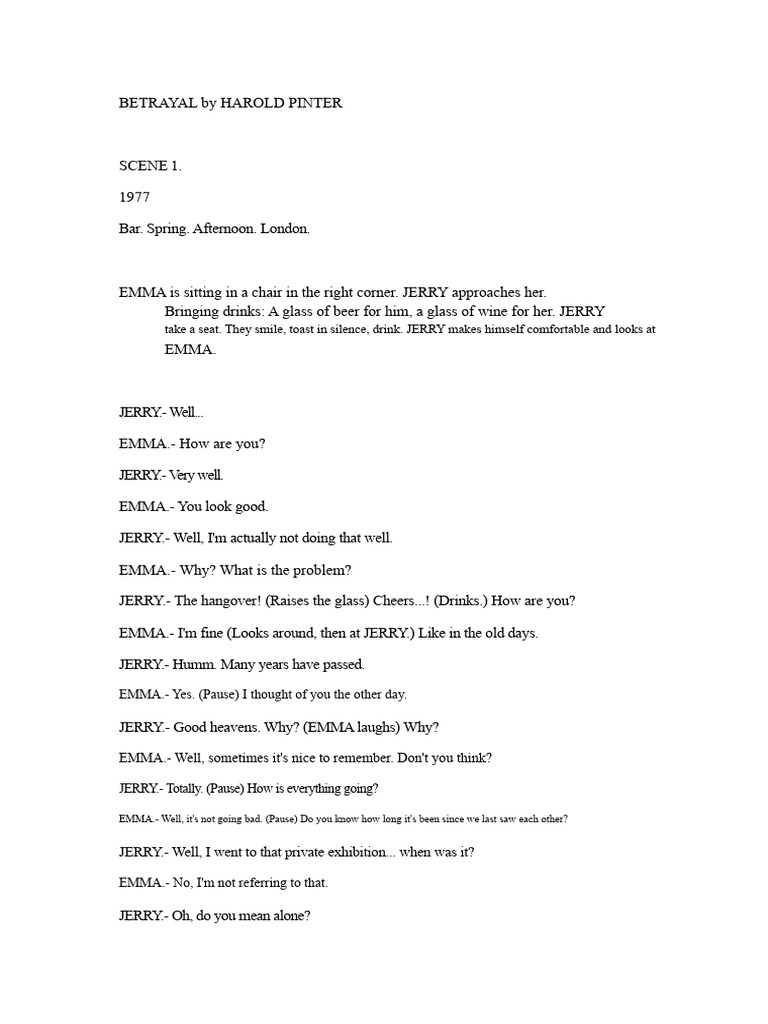 Betrayal by Harold Pinter | PDF | Emma (Novel)