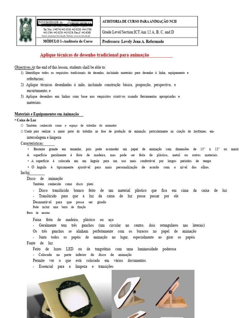 Materiais e Equipamentos de Animação | PDF | Desenho