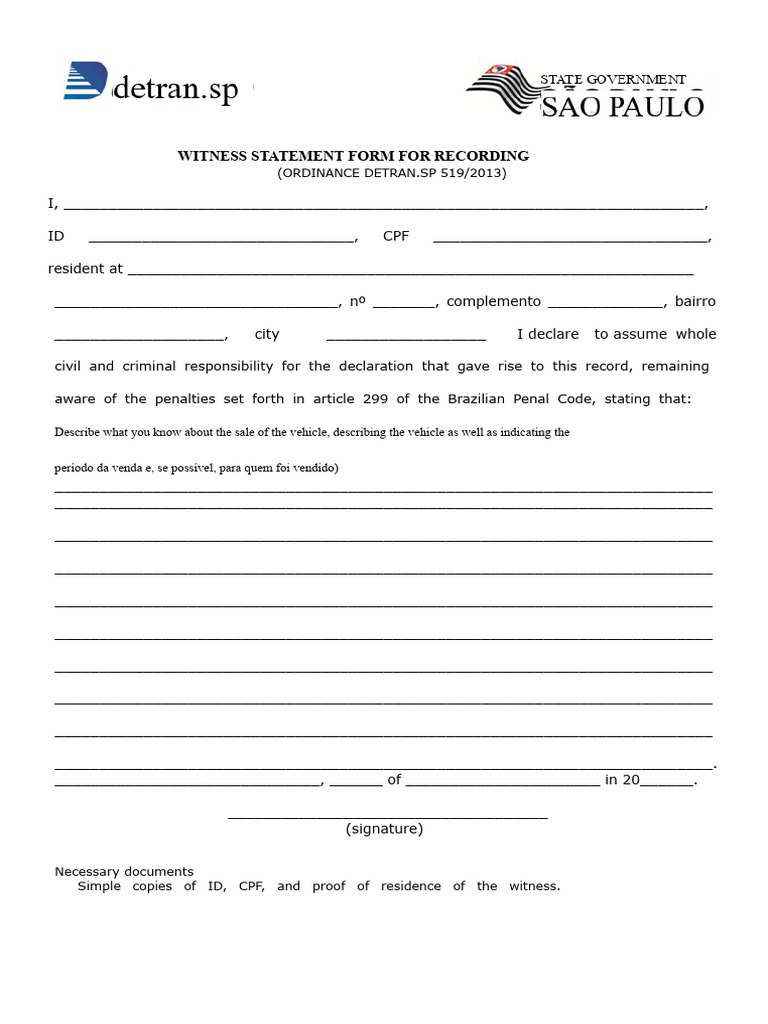 Witness statement form for annotation | PDF