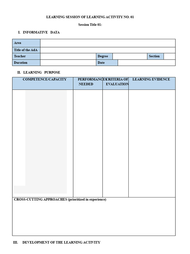 Learning Activity Session Overview | PDF