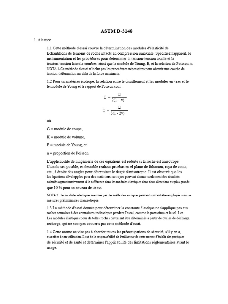 Méthode ASTM D-3148 pour Modules Élastiques | PDF | Élasticité ...