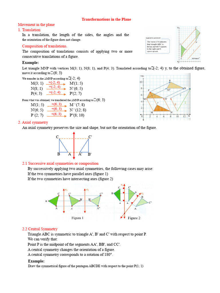 Plane Transformations Explained | PDF | Rotation | Triangle