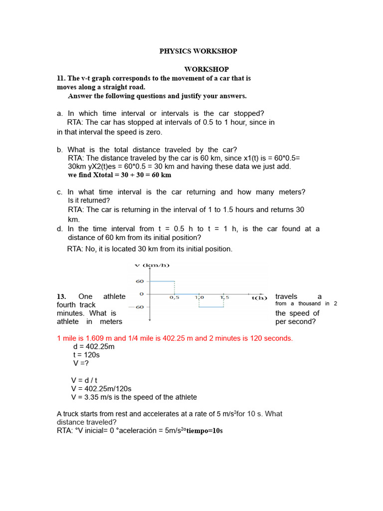 physics workshop. | PDF | Speed | Mechanics
