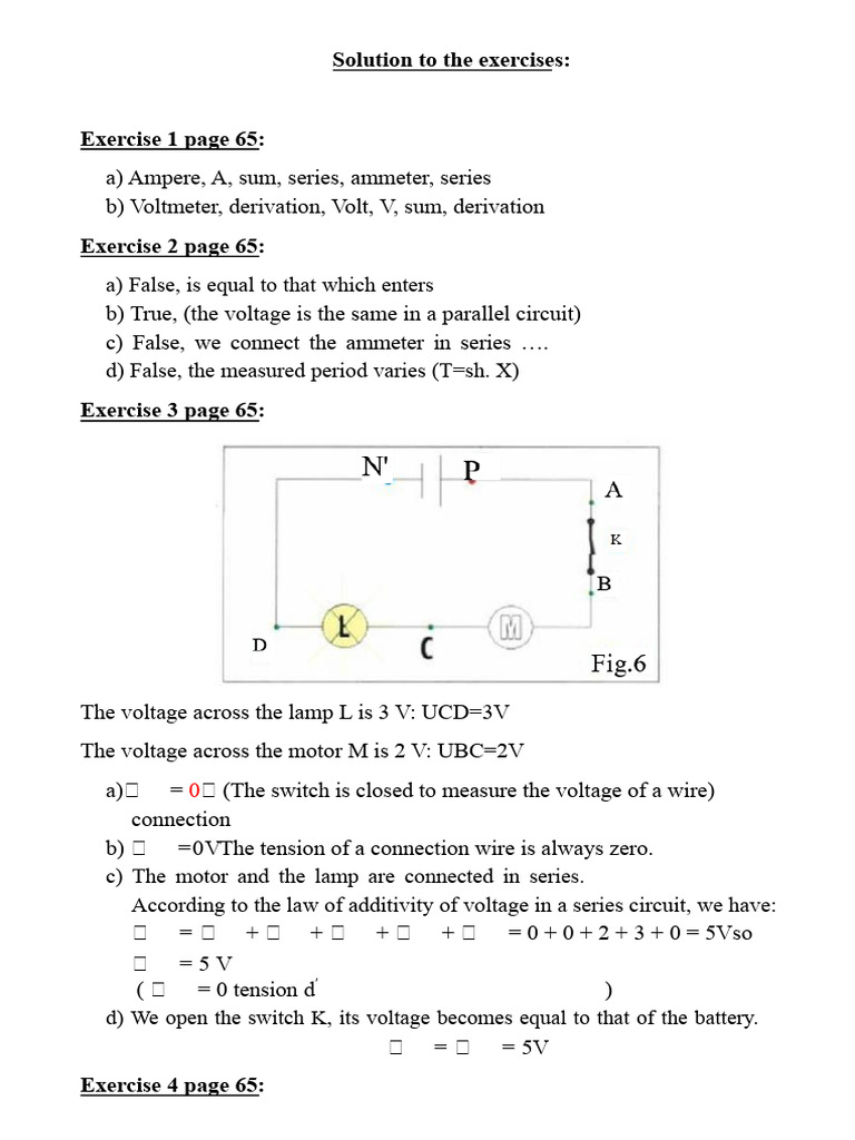 Electrical Circuit Exercises Solutions | PDF | Voltage | Series And ...